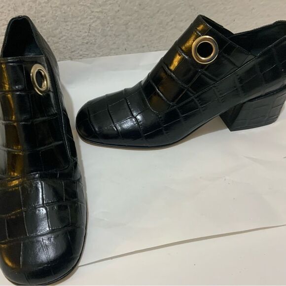 New Tibi Marlow  Women's 7 EU 37 Black Croc Embossed Leather Italy - Picture 4 of 9